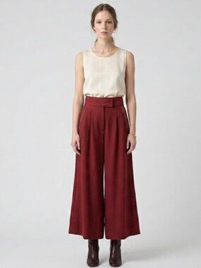 Roksanda High Rise Wide Leg Pleated Culottes Trousers Size 4